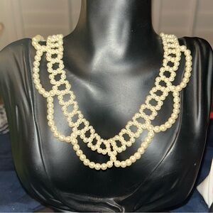 Elegant faux Pearl bib style Necklace